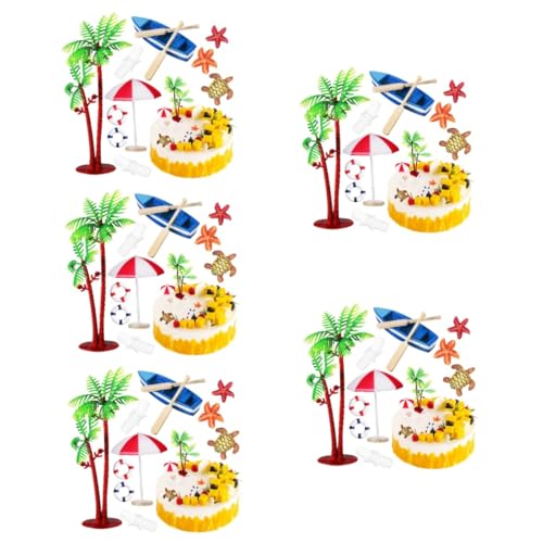 IMIKEYA 5 Sätze Kuchendekoration Ornamente Meerjungfrau Party Hochzeitstorte Dekorationen Kuchen Ornament Kuchen Dekorationen Baum Tropische Party Dekorationen Strand 10 Stück * 5 von IMIKEYA