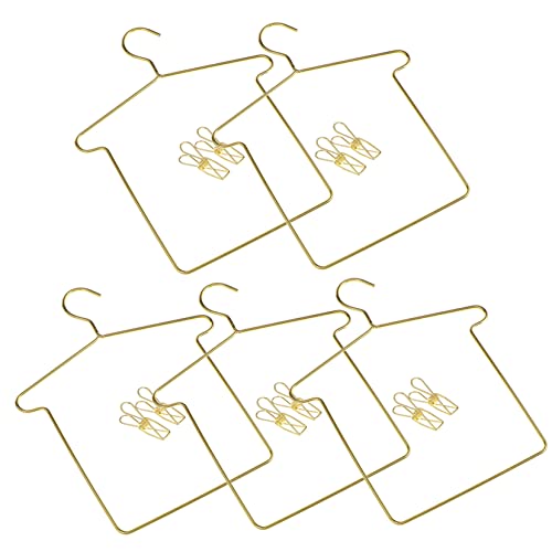IMIKEYA 5 Sätze Puppenaufhänger Puppenkleiderbügel Zubehör -kleiderständer Mini-kleiderbügel Kleiderbügel Für Babys Drahtbügel Kleiderbügel Für Minipuppen Steht Hosenbügel Golden Eisen von IMIKEYA
