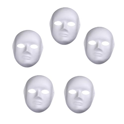 IMIKEYA 5 Stk Weiße Gesichtsmaske Zellstoff Leere Maske Halloween-kostüme-maske Karnevalsmaske Selber Machen Weiße Einfache Maske Weiße Partymaske Kleidung Papier Männer Und Frauen Zubehör von IMIKEYA