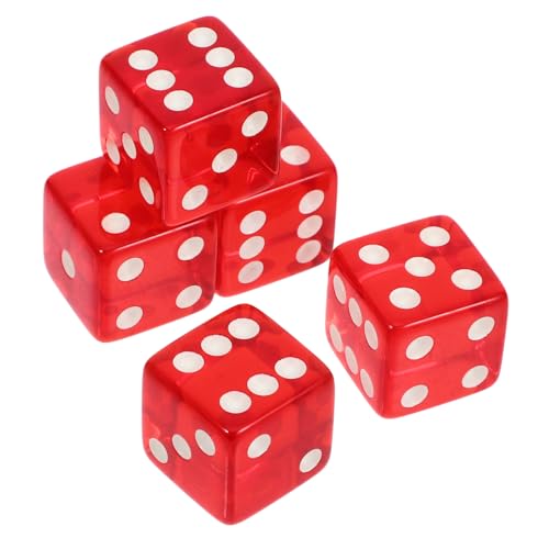IMIKEYA 5 Stück Großes Würfelsieb Facettenreiche Würfel 6 Seiten Würfel Partywürfel Brettspiel Würfel Tischspielwürfel 6-seitiger Würfel Würfelspielspielzeug Brett Würfel Acryl Rot von IMIKEYA