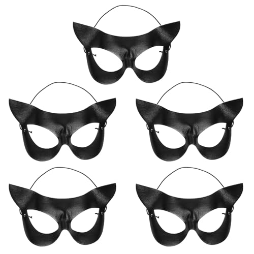 IMIKEYA 5 Stück Halloween Schwarze Katze Cosplay Maske Halbgesichtsmaske Maskerade Maske Karneval Abschlussball Party Kostüm Dekoration für Frauen Anziehzubehör von IMIKEYA