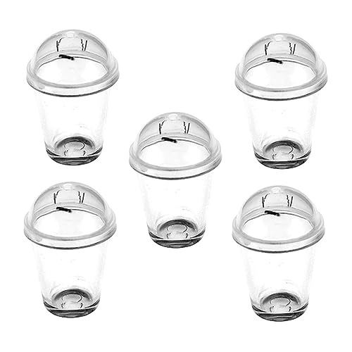IMIKEYA 5Stücke Kleiner Kaffeetassen Modelle für Puppenhäuser Realistische und Dekorative Kleiner Milch Tee Tassen mit Deckel für Bastelarbeiten und Miniatur Dekoration von IMIKEYA