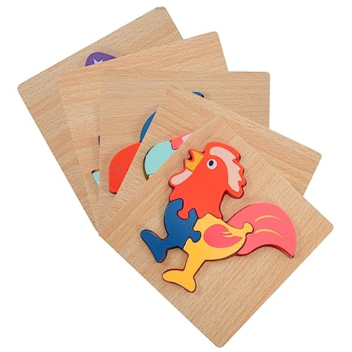 IMIKEYA 5 Stück Kognitives für die frühe Bildung Puzzlespielzeug für Denksportaufgaben, Würfel Cartoon-Puzzle- Holzpuzzle für Kleinkinder Rätsel hölzern von IMIKEYA