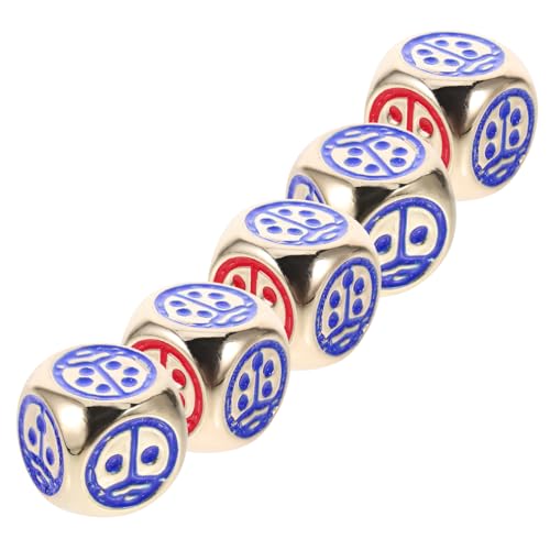 IMIKEYA 5 Stück Marienkäfer-punktwürfel Tragbare Partygeschenk Zahlenwürfel Spiel-Requisiten Würfelspielspielzeug Spiellehrwürfel Partywürfel 6-seitiger Golden Zinklegierung von IMIKEYA