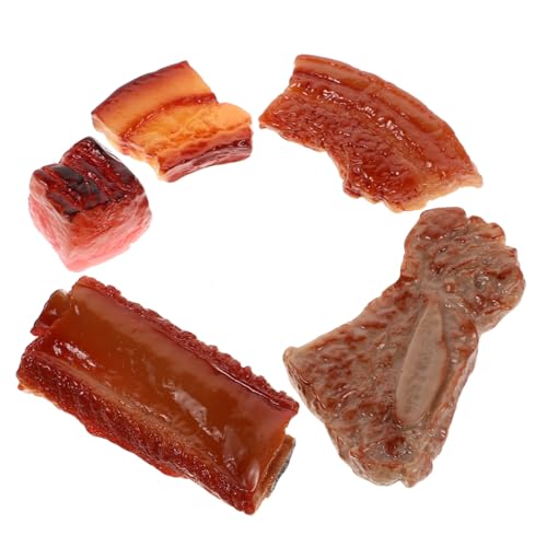IMIKEYA 5 Stück Simulierte Fleischornamente Simulationsschweinefleischmodell Schweinefleischimitat Lebensechte Schweinefleischdekoration Schiefes Spielzeugmodell Fürs Bett von IMIKEYA