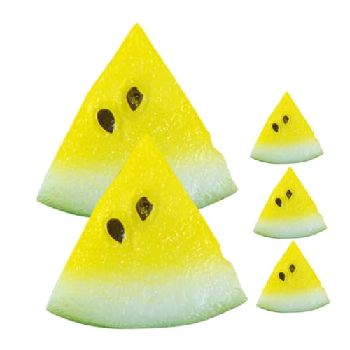IMIKEYA 5 Stück Wassermelonenscheibenspielzeug realistisch gefälscht deko Puppenhaus Lebensmittelmodell Puppenhaus-Wassermelonenscheibe Mini-Hausverzierung Harz Yellow von IMIKEYA