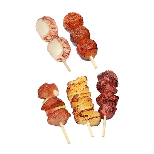 IMIKEYA 5 Stücke Simulation Grillspieße Mini Lebensmittel BBQ Küche Spielküche Fleisch Kleinkind Junge Pretend Realistische Burger Prop Pretend Play Grill Lebensmittel Requisiten PVC von IMIKEYA