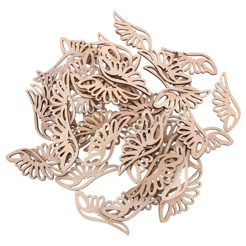 IMIKEYA 50 Stück Engelsflügel-Chips geformt Ausschnitte Ornamente Stichworte groß Engelszauber Baumspitze mit Engelsflügeln Gurdlan-Engel-Charm Engel aus Holz DIY Engel hölzern Khaki von IMIKEYA