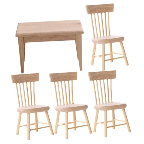 IMIKEYA 5Stücke Tischstuhl Set Aus Holz Für Puppenhaus Dekoration Teiliges Set Stühle Natürlichem Farbton Für Mini Und Kreatives von IMIKEYA