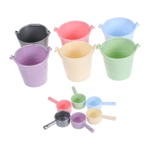 IMIKEYA 6 Sets Miniatur Eimer Puppenhaus Kleinkinder Outdoor Garteneimer Sandtisch Strandeimer Sommerspielzeug Wasserwerkzeug Gartenwerkzeuge Detaillierungseimer von IMIKEYA