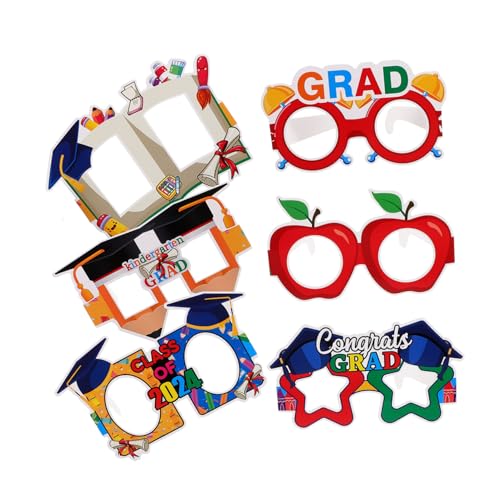 IMIKEYA 6 Stück Abschlussfeier-brille Gläser Graduationsparty Gefälligkeiten Kindergarten-abschlussbrille Kindergartenabschluss Glückwunsch Grad Brille Abschlussbrille 2024 Rahmen Papier von IMIKEYA