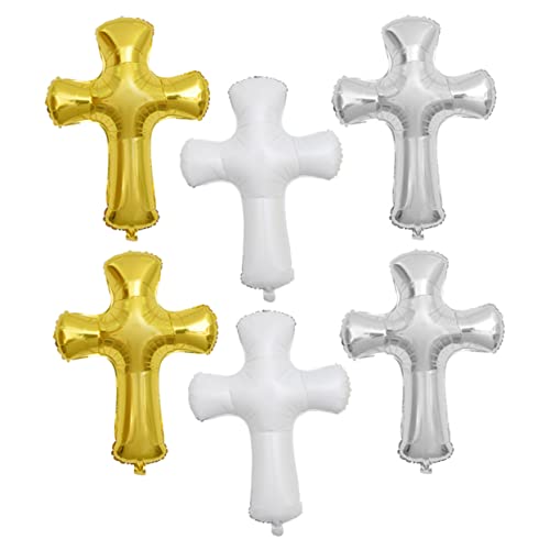 IMIKEYA 6 Stück Ballons Zur Taufe Kreuzen Weiß Kreuzballons Für Die Taufe Dekorationen Ballon in Kreuzform Willkommen Riesenballon Hochzeit Junge Heilig Für Party Ö Aluminiumfolie von IMIKEYA