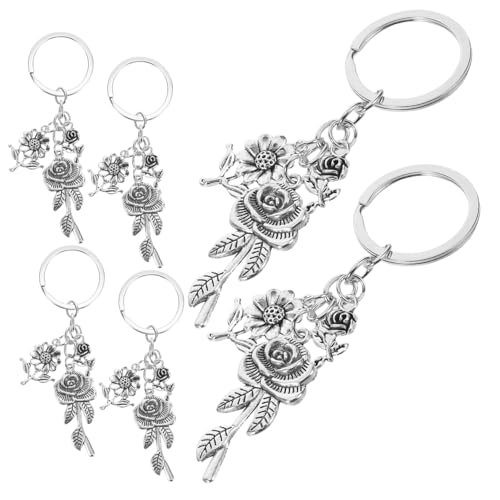 IMIKEYA 6 Stück Blumen Schlüsselanhänger aus Langlebiger Zinklegierung Minimalistischer Blüten Anhänger für Taschen Geldbörsen und Autoschlüssel Leichtes Farbbeständiges Design von IMIKEYA