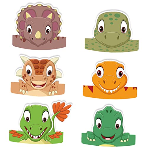IMIKEYA 6 Stück Dinosaurier Geburtstagsmützen Papiermützen für Kindergeburtstag Dino Designs Leicht und Anpassbar Fotorequisiten für Party von IMIKEYA