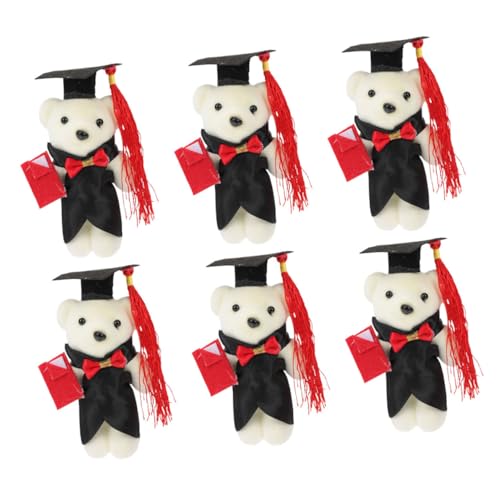 IMIKEYA 6 Stück Dr Bär Puppe Party Blume Kleiner Abschlussbär Ornament Mini Plüschbären Weiche Figur Blumenstrauß Plüschtiere Tierkram Tasche Miniatur Abschlussbär Andenken Winzig von IMIKEYA