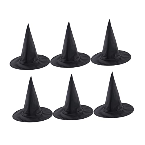 IMIKEYA 6 Stück Halloween Zauberer Hüte Schwarzem Oxford Spitz Zulaufend Leicht und Langlebig Cosplay Zubehör für Hexenkostüme und Festdekorationen von IMIKEYA