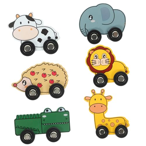 IMIKEYA 6 Stück Kinderautos Aus Holz Für Kleinkinder Zug Kinderspielzeug Lernspielzeug Für Tier Holztablett Autos Entwicklungsspielzeug Aus Holz Holzspielzeug von IMIKEYA