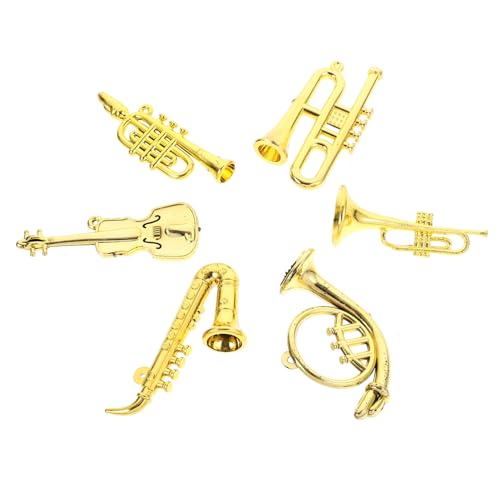 IMIKEYA 6 Stück Mini-Musikinstrumente Ornamente Baum Miniatur Musical bastelmaterial für bastelsets für Toys Instrumentensatz Mini-Instrumente Plastik Golden von IMIKEYA