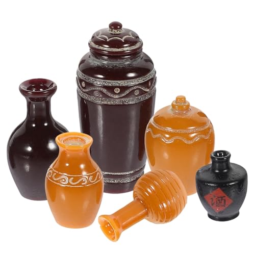 IMIKEYA 6 Stück Mini-Weingläser Miniatur-Chinesischer Weintopf Puppenhaus-Weinflaschen Vintage-Weinkrug Für DIY-Handwerk Puppenhaus-Dekoration von IMIKEYA