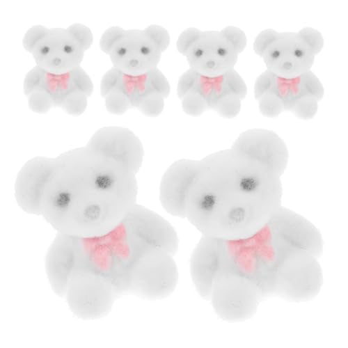 IMIKEYA 6 Stück Mini-bärpuppe Deko Geburtstags-minibär Minibären Masse Kleine Bären Minibären Für Die Babyparty Mini-flockbären Weiß PVC von IMIKEYA