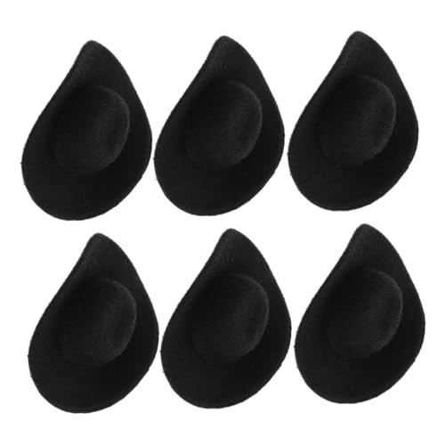 IMIKEYA 6 Stück Mini-jazzhut Mini-kegelhüte Kleine Cowboyhüte Cowboyhut Für Puppen Mini-Zylinder Mini-Zylinder Mit Beflockung Miniatur-cowboyhut Mini-westernhut Mini-filzhüte Stoff Schwarz von IMIKEYA
