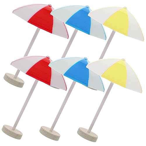 IMIKEYA 6stücke Miniatur Strand-Sonnenschirm Teiliges Dekorationsset Für Puppenhäuser Mikrolandschaften Kinderzimmer Rot Blau Und Gelb Mini Strandaccessoires Für Kreatives Spielen von IMIKEYA