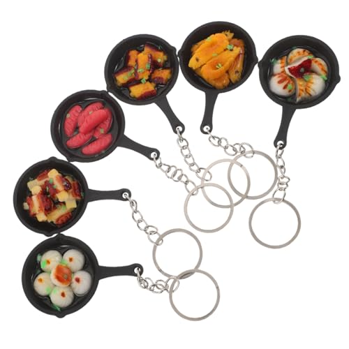 IMIKEYA 6 Stück Teiliges Mini-food-schlüsselanhänger Witzigem Pfannen-design Inklusive Bratwurst Garnelen und Gebratenen Teigtaschen Niedliche Taschenanhänger für Handtaschen Party- von IMIKEYA