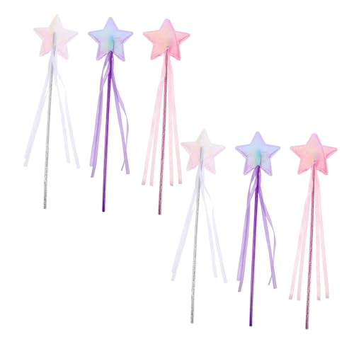 IMIKEYA 6 Stück Teiliges Sternförmiges Feenstab für Weiß Rosa und Stäben für Geburtstagsfeiern Halloween Weihnachten und Bühnenauftritte Zauberhafte Kostümrequisite für Mädchen von IMIKEYA