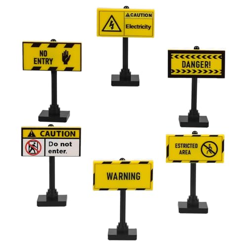 IMIKEYA 6 Stück Warnschild- Warnschilder Verkehrszeichen Bausteine Verkehrszeichen Set DIY Bausteine Set Realistische Verkehrsschilder Verkehrszeichen aus Abs von IMIKEYA