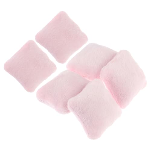 IMIKEYA 6 Stück Zubehör für Puppenhäuser Kissen für Puppenhäuser Couch Teppich DIY House Miniature Dollhouse Accessories Mini House Decor entzückendes Kissenmodell Flanell Rosa von IMIKEYA
