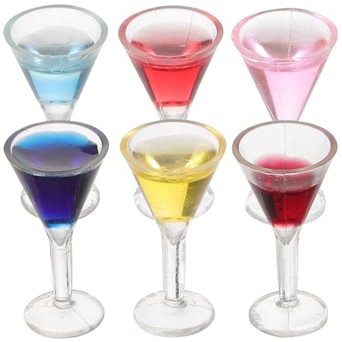 IMIKEYA 6 Stück falsches Cocktailglas Miniatur-Cocktailgläser Mini-Tasse Miniatur-Zubehör Miniaturspielzeug klein für kinderspielzeug Puppenzubehör Puppe Weinbecher Harz von IMIKEYA