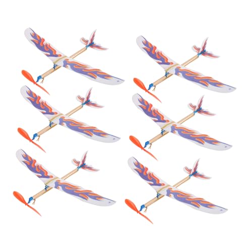 IMIKEYA 6 Teiliges Modellflugzeug Kit Fliegendes Flugzeug Bauspielzeug Für Draußen Gummiband Segelflugzeug Lernspielzeug DIY Aus Kunststoff von IMIKEYA