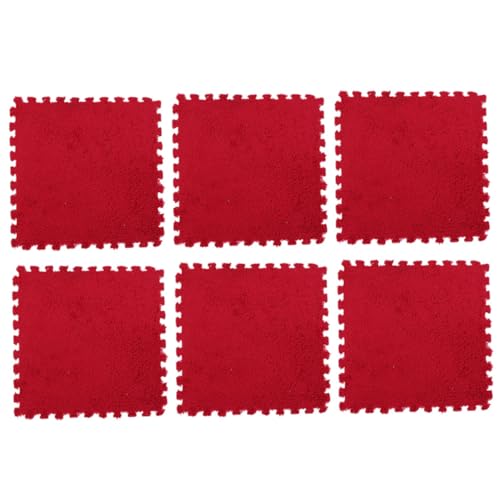 IMIKEYA Eva-plüschmaterial 6-teilige Bodenmatten Matten Für Bodenspiele Multifunktionales Austauschbares Puzzle Rot 30 X 30 X 1 cm Bodenbelag Für Zuhause von IMIKEYA