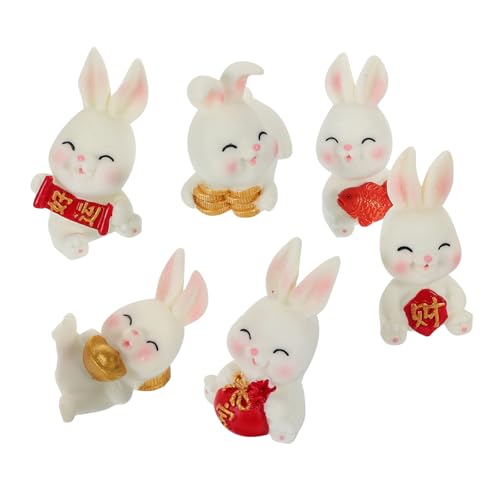 IMIKEYA 6Stücke Hasenfiguren Resin Süße Deko Für Cupcakes Und Tischdekoration Kleine Kaninchen Ornamente Für Osterfeiern von IMIKEYA
