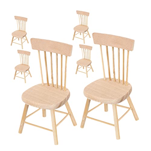 IMIKEYA 6Stücke Holzstühle für Puppenhausmöbel Realistische Miniaturmöbel Modelle für Kreatives und Dekorative Gestaltung von Puppenhaus Szenen von IMIKEYA
