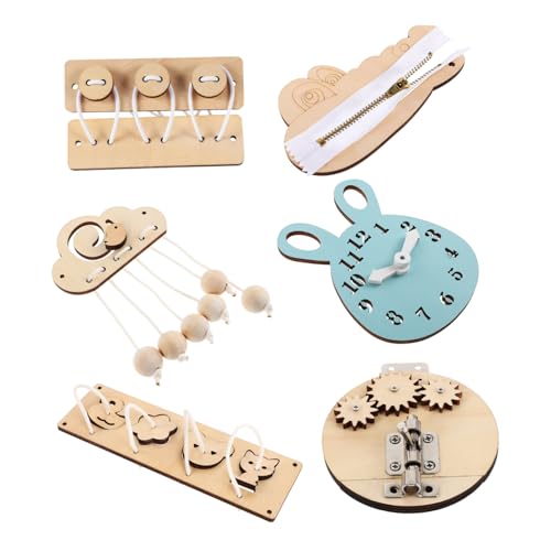 IMIKEYA 6er Set Vorschulspielzeug DIY Beschäftigtes Brett Lernspielzeug Für Kleinkinder Tafel Für Sensorische Aktivitäten Besetztes Brett Mit Stahlrad Reisen Beschäftigt Bord Hölzern von IMIKEYA