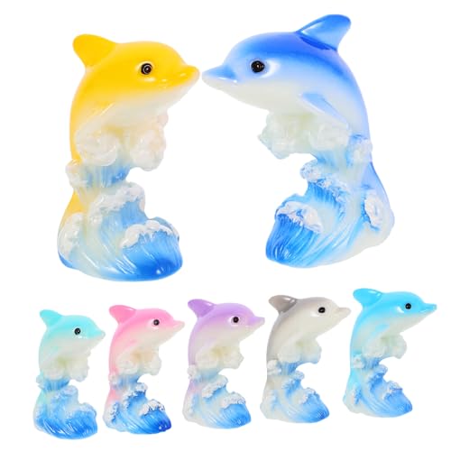 IMIKEYA 7 Stück Delfinfiguren- Kleiner Delphin Dekorationen DIY Terrarium Handwerk Ornament Delphinspielzeug Mini -Harz -Tiere Gartenlandschaft Delfindekoration von IMIKEYA
