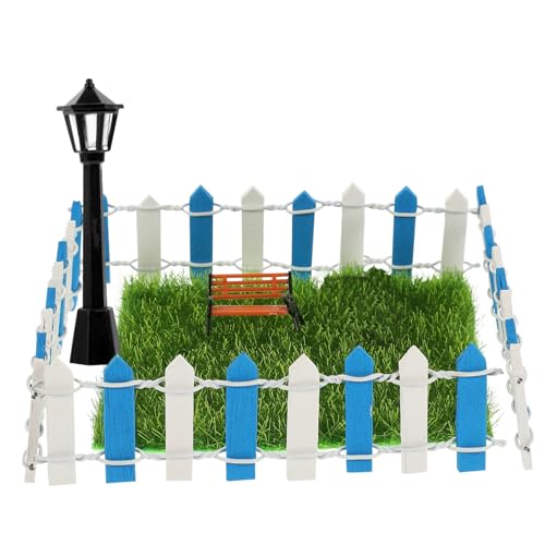 IMIKEYA 7 Stück Landschaftsornamente Dekoration Parkstuhlverzierung klein Mini Gartenstuhl Mini - Dekorativ miniaturzaun gartenfigur Mini -Straßenlampmodell Mini-Rasenmodell pp Green von IMIKEYA