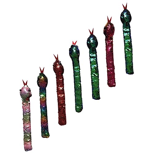IMIKEYA 7 Stück Pop-Kreis-Armband armbänder für Party Sachen Lustiges Festival-Slap-Bands Schlangen-Schlagarmbänder mit Pailletten Armband in Schlangenform Kunstleder von IMIKEYA