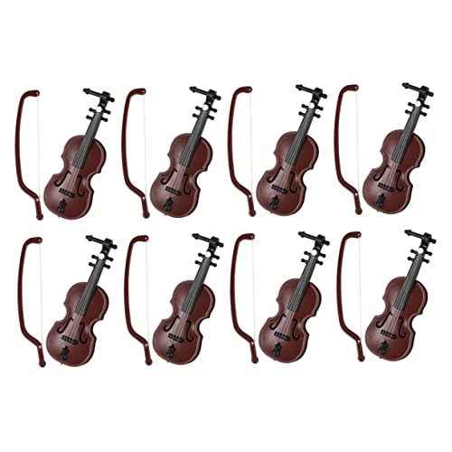IMIKEYA 8 Sätze Geigenpuppenhaus Ornament kleine Geige Party Miniaturinstrumente winzige Geige mit Spielzeuggeige Miniaturen winzige Instrumente Mini-Modell Abs Brown von IMIKEYA