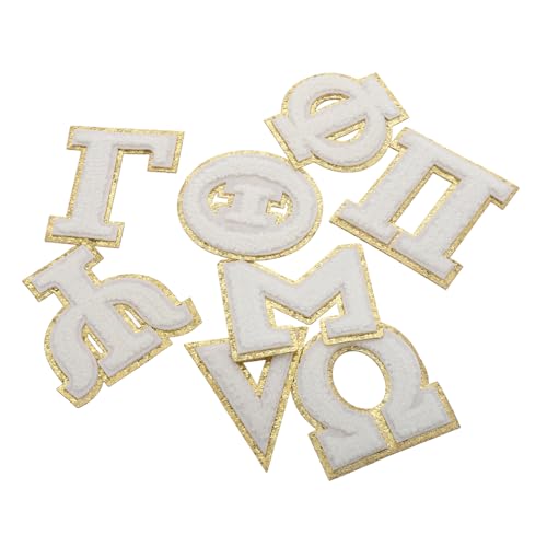 IMIKEYA 8 Stück Aufkleber mit griechischem Alphabet Handtuch Set handtücher mit Muster Buchstaben-Stickerei-Patch griechische Buchstaben Buchstaben-Aufnäher zum Aufbügeln Stoff Beige von IMIKEYA