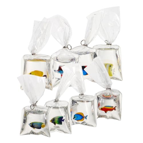 IMIKEYA 8 Stück Transparenter Fischschmuck Aus Kunstharz Lustige Schlüsselanhänger Kleine Fischtüte Fisch Schlüsselanhänger Fisch-Charm-schlüsselanhänger Plastik von IMIKEYA