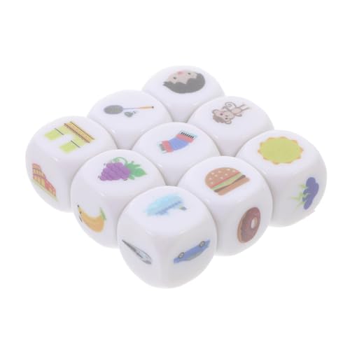 IMIKEYA 9 Stück Geschichte Würfel Kind Würfel Lernen Multifunktionswürfel Geschichtenwürfel Früherziehungswürfel Sprachausdruckswürfel Partyspielwürfel Würfel-Stütze Acryl von IMIKEYA