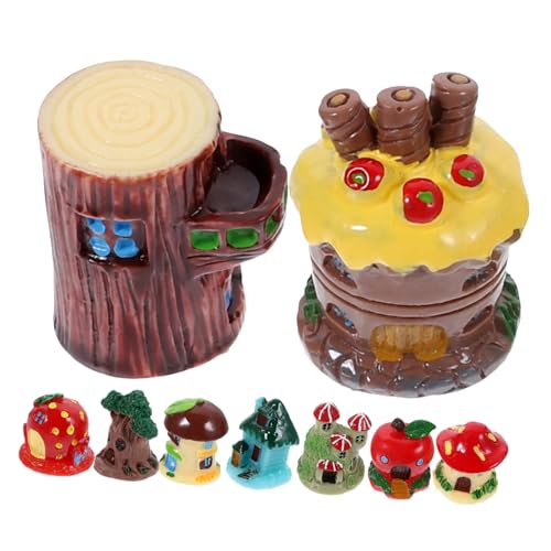 IMIKEYA 9 Stück kleines Landhaus Mini-Haushandwerk aus Harz zuverlässige Mini-Hausdekoration Hausverzierung aus Harz Desktop - Miniatur-Feenhaus Hausbedarf Gartendekor von IMIKEYA
