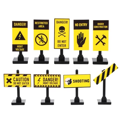 IMIKEYA 9 Teiliges Warnschild Stoppschild Mini Warnschild Dekoration Miniatur Warnschild Mini Puppenhaus Zubehör Mini Vorsichtsschild Straßenschilder Ornamente Miniatur von IMIKEYA