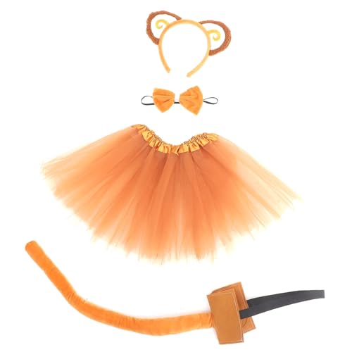 IMIKEYA Affenkostüm mit Monkey Tail Tutu Rock Affenohren Stirnband und Schleife Niedliches Tierkostüm für Mädchen Bequemes Cosplay Outfit für Karneval Halloween und Mottoparty von IMIKEYA