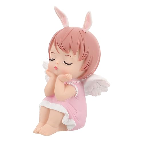 IMIKEYA Annie Kuchendekoration Engel Figur Tortenaufsatz Dekorationen aufdecken bald Karikatur Kleine Flügel Engel Tortenaufleger Kuchen -Toper -Figuren Engelsaufsatz für Kuchen Vinyl Rosa von IMIKEYA