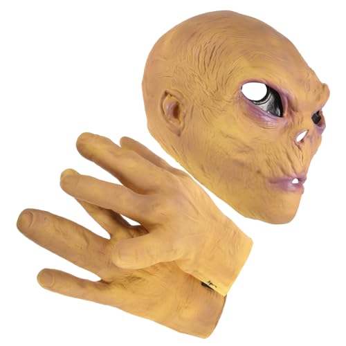 IMIKEYA Außerirdischer Gruselige Vollgesichtsmaske mit Handschuhen Realistische Cosplay für Halloween Karneval Kostümfest Erwachsene Leicht und für Maskerade und Party von IMIKEYA