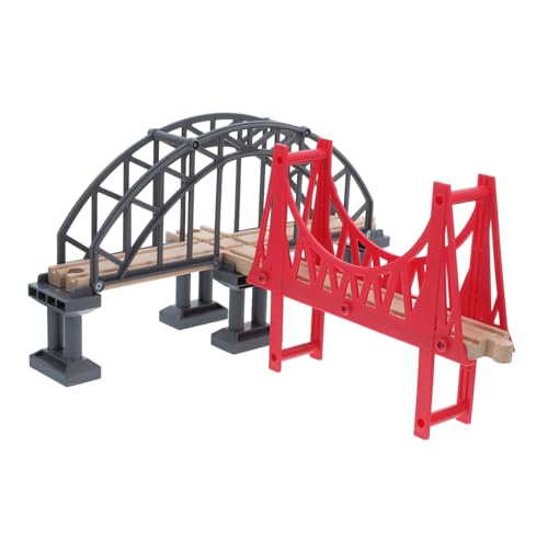 IMIKEYA -Bahn-Gleis konstruktionsspielzeug interaktives Eisenbahngleis-Set Schienen Hängebrücke Spielzeugeisenbahn-Brückenstützen Gleiszubehör aus Holz Plastik von IMIKEYA