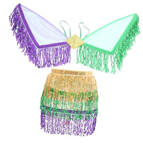 IMIKEYA Bauchtanz Hüfttuch mit Flügeln und Pailletten Leichter Tanzschal für Frauen Vielseitiges Kostüm Accessoire für Bauchtanz Themenpartys und Bühnenauftritte von IMIKEYA